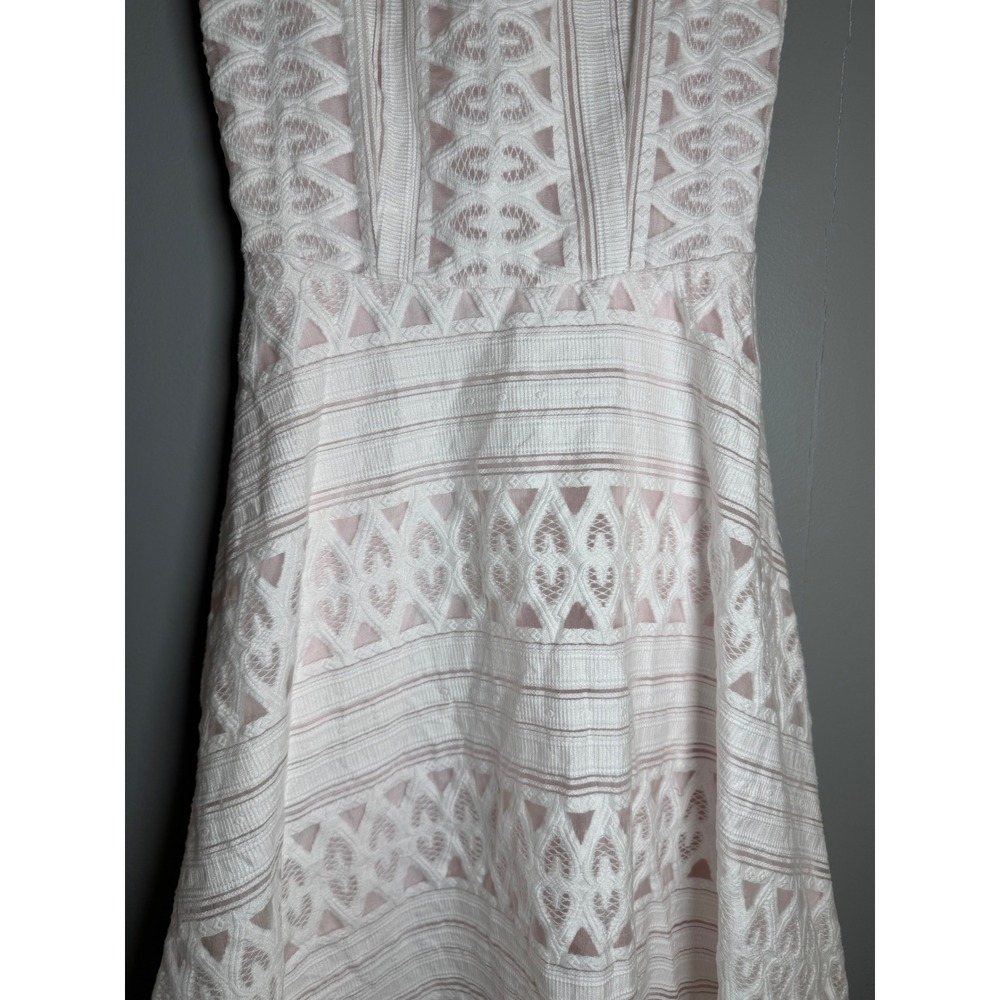 Ted‎ Baker Reinaa White Lace Midi Dress Pink Rose Gold Zip Size 0 WS7W GD3P - Picture 2 of 10